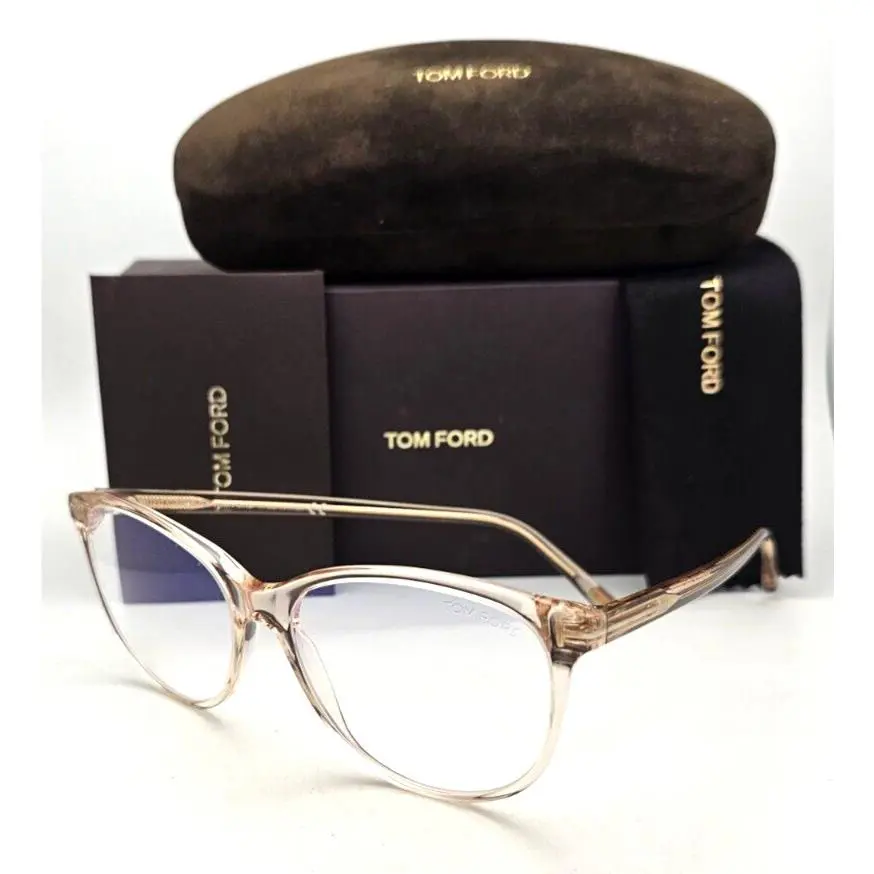 Tom Ford Blue Block Eyeglasses TF 5544-B 072 55-15 Gold Cateye Frames