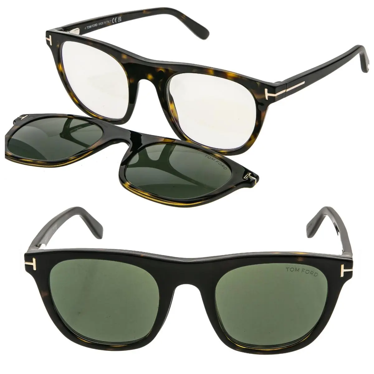 Tom Ford TF5895B 052 Brown Magnetic Clip On Blue Block Optical Sunglasses 5895