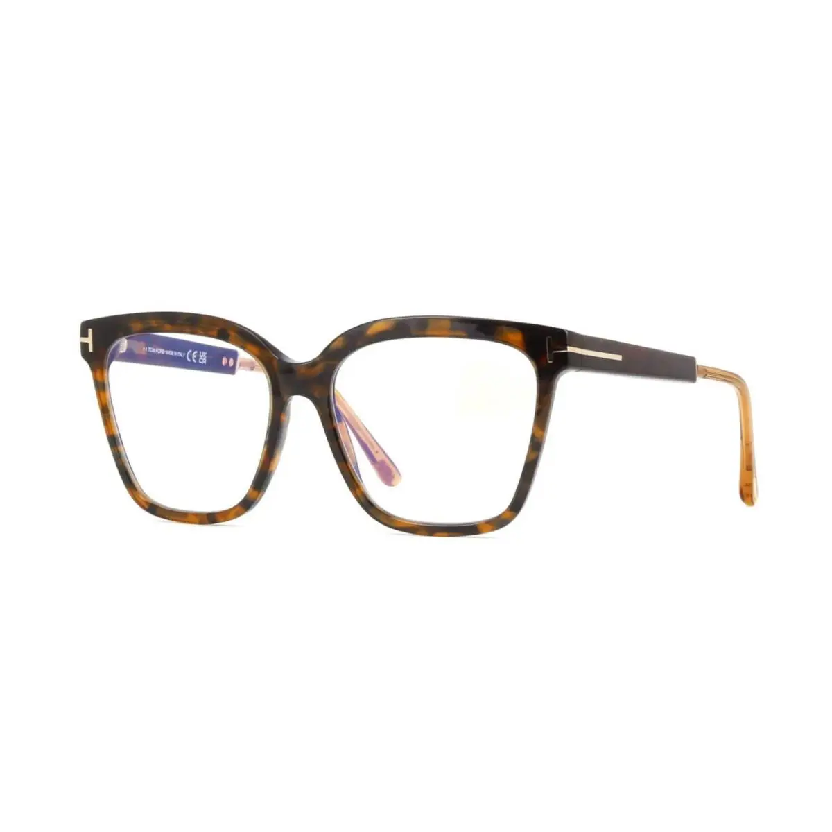 Tom Ford FT5892-B Blue Block Shiny Havana with Brown Crystal 052 Eyeglasses