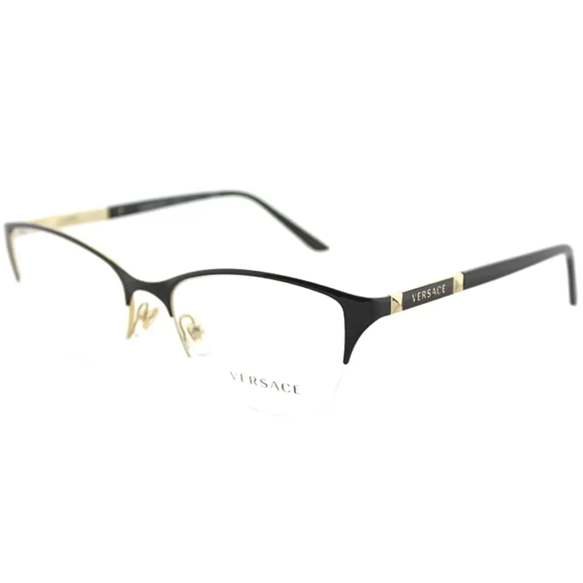 Versace Reading Glasses Mod. 1218 1342 53-17 Black Gold Cat Eye Frames Readers