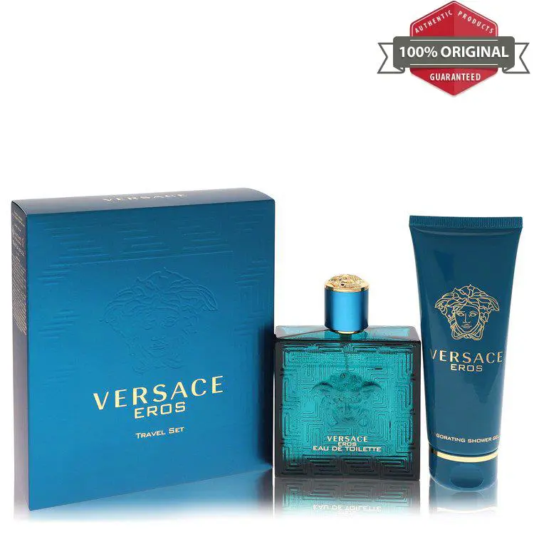 Versace Eros Gift Set - 3.4 oz Edt Spray + 3.4 oz Shower Gel For Men by Versace