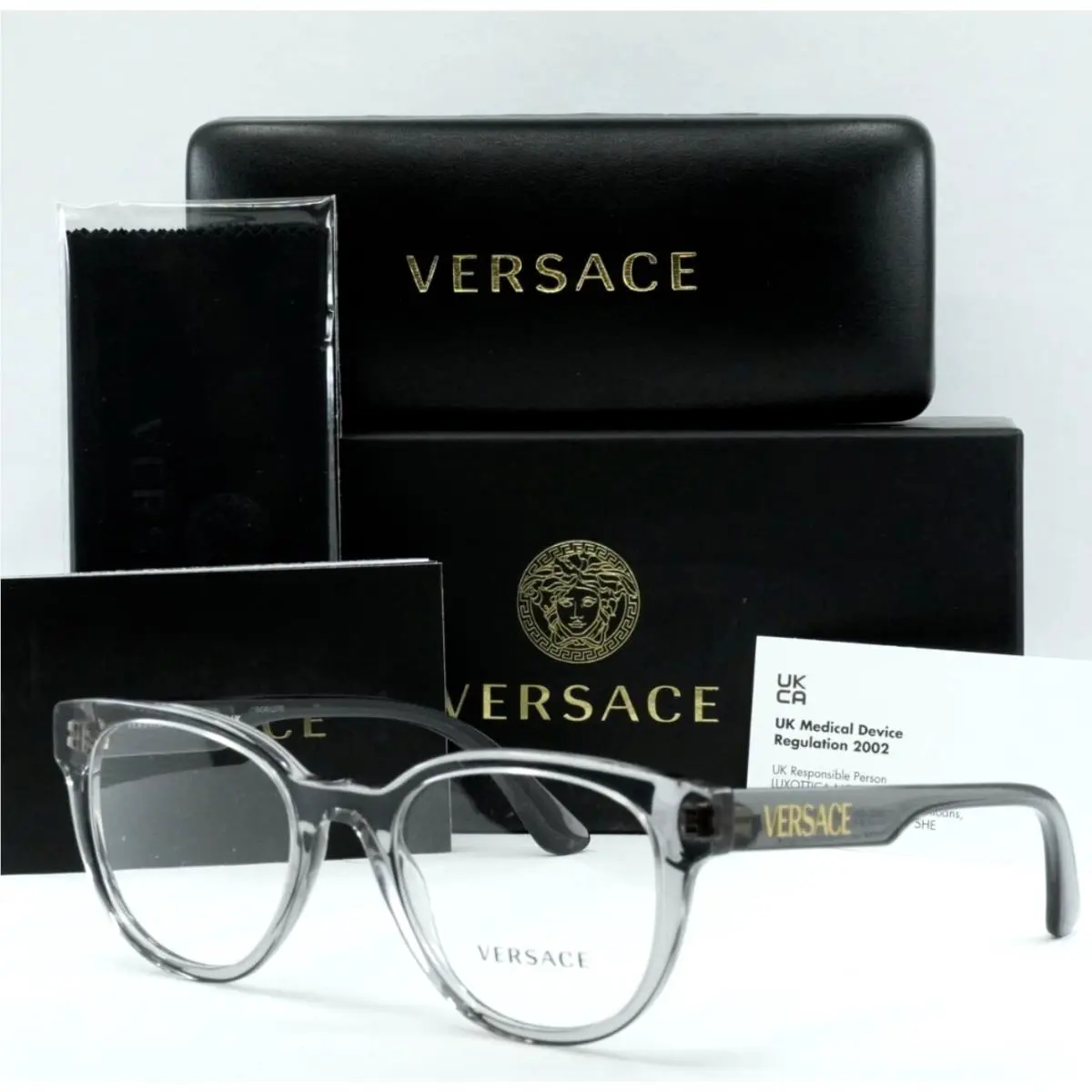 Versace Reading Glasses Mod. 3317 593 49-20 145 Grey Gold Frames Readers