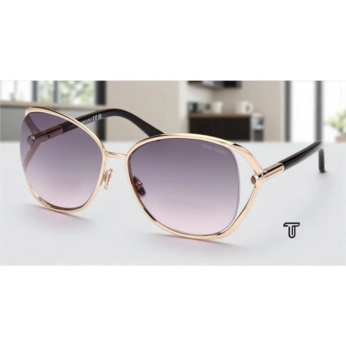 Marta FT1091 28B Metal Rose Gold Gradient Smoke 62 m Women`s Sunglasses by Tom Ford