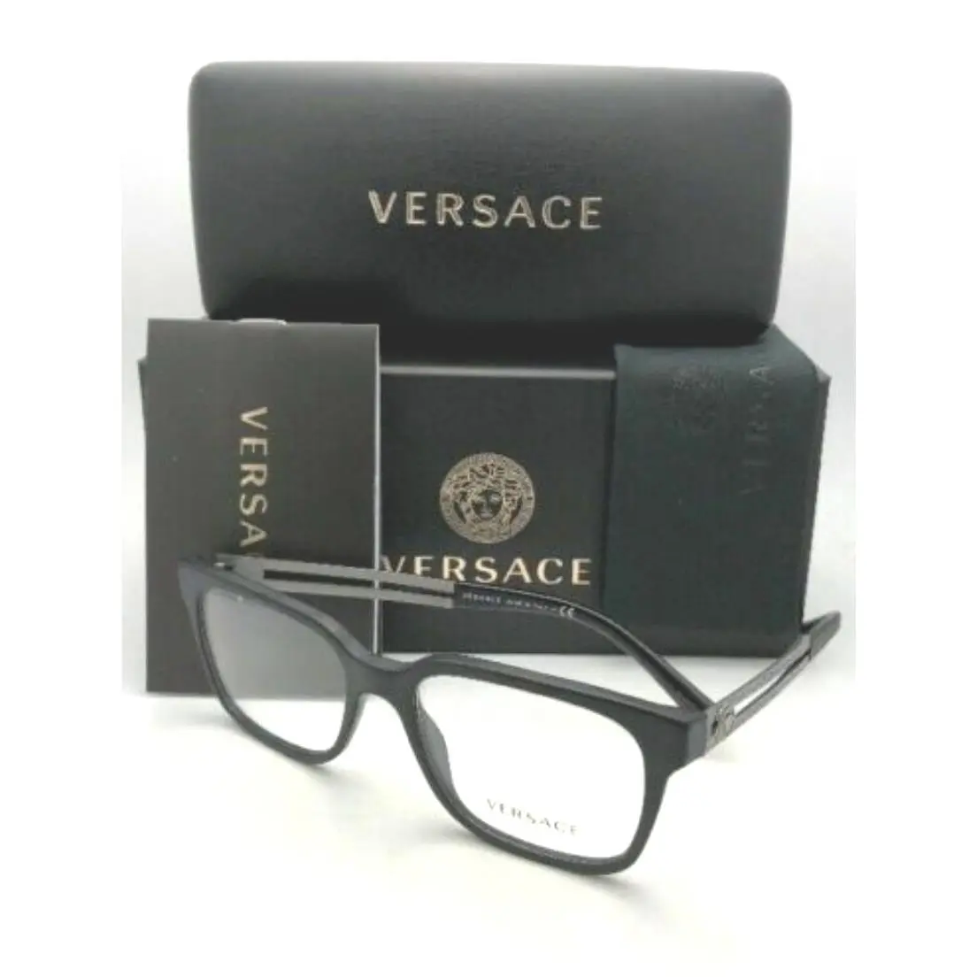 Versace Reading Glasses VE 3218 5122 53-17 Matte Black Silver Frames Readers