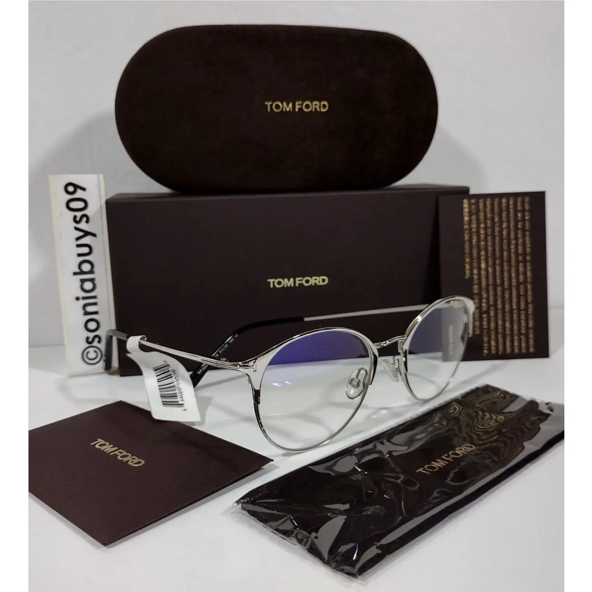 Tom Ford Women`s Round Eyeglasses TF5541-B 016 Shiny Silver