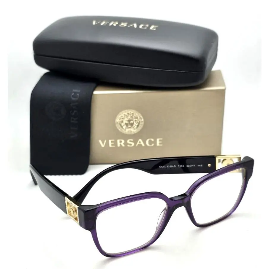 Versace Reading Glasses Mod. 3329-B 5384 52-17 145 Plum Gold Frames Readers