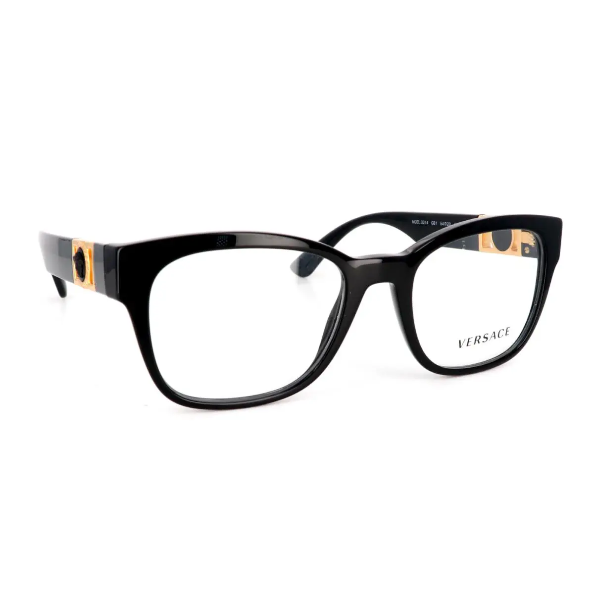 Large Versace Reading Glasses Mod. 3314 GB1 54-20 Black Gold Frames Readers