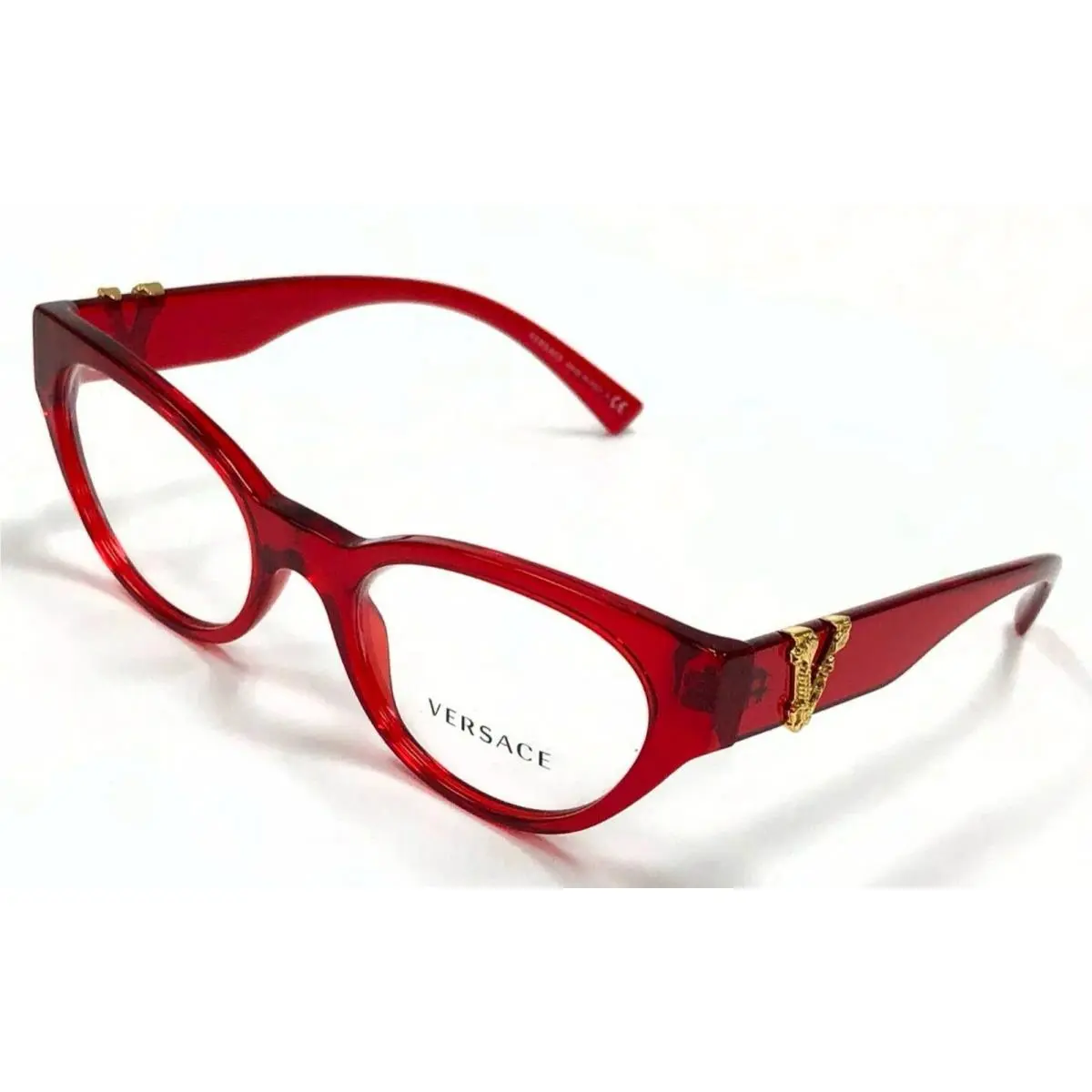Versace Reading Glasses VE 3282 5280 51-19 Red Gold Cat Eye Frames Readers