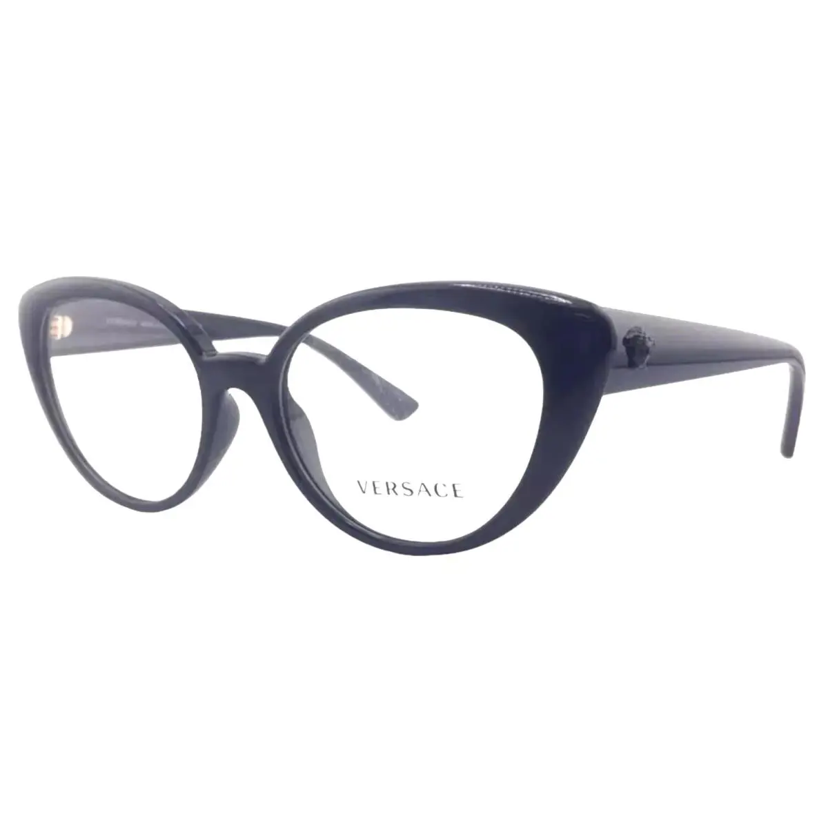 Versace Reading Glasses Mod. 3349-U GB1 53-17 Black Cat Eyes Frames Readers - Black, Frame: Black, Lens: Clear