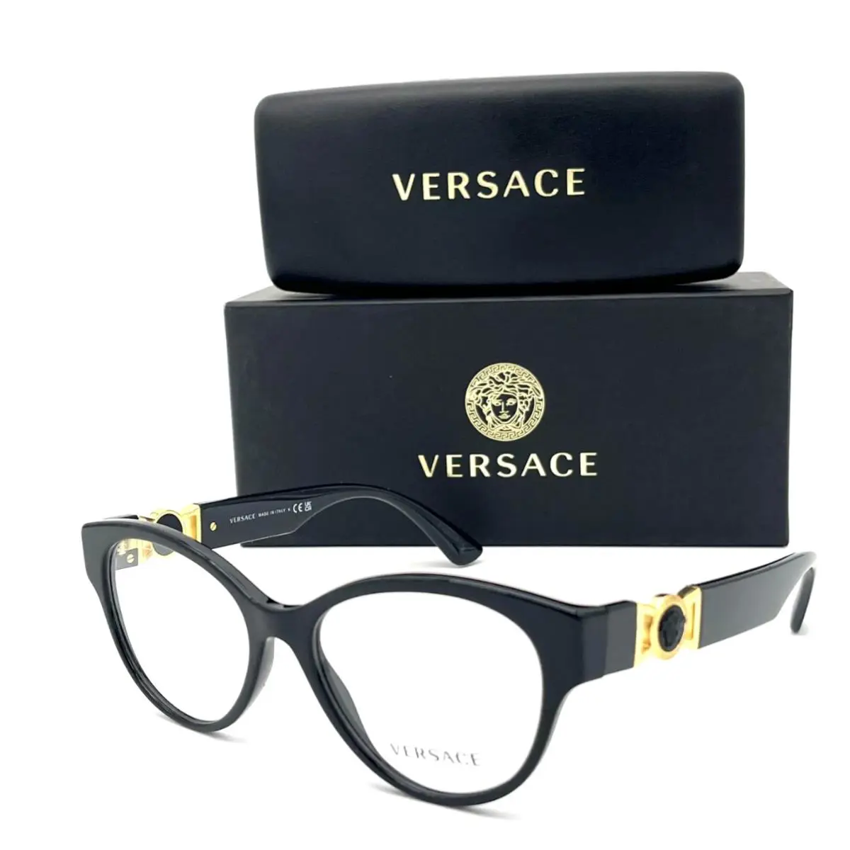 Versace Reading Glasses Mod. 3313 GB1 54-17 145 Black Gold Frames Readers
