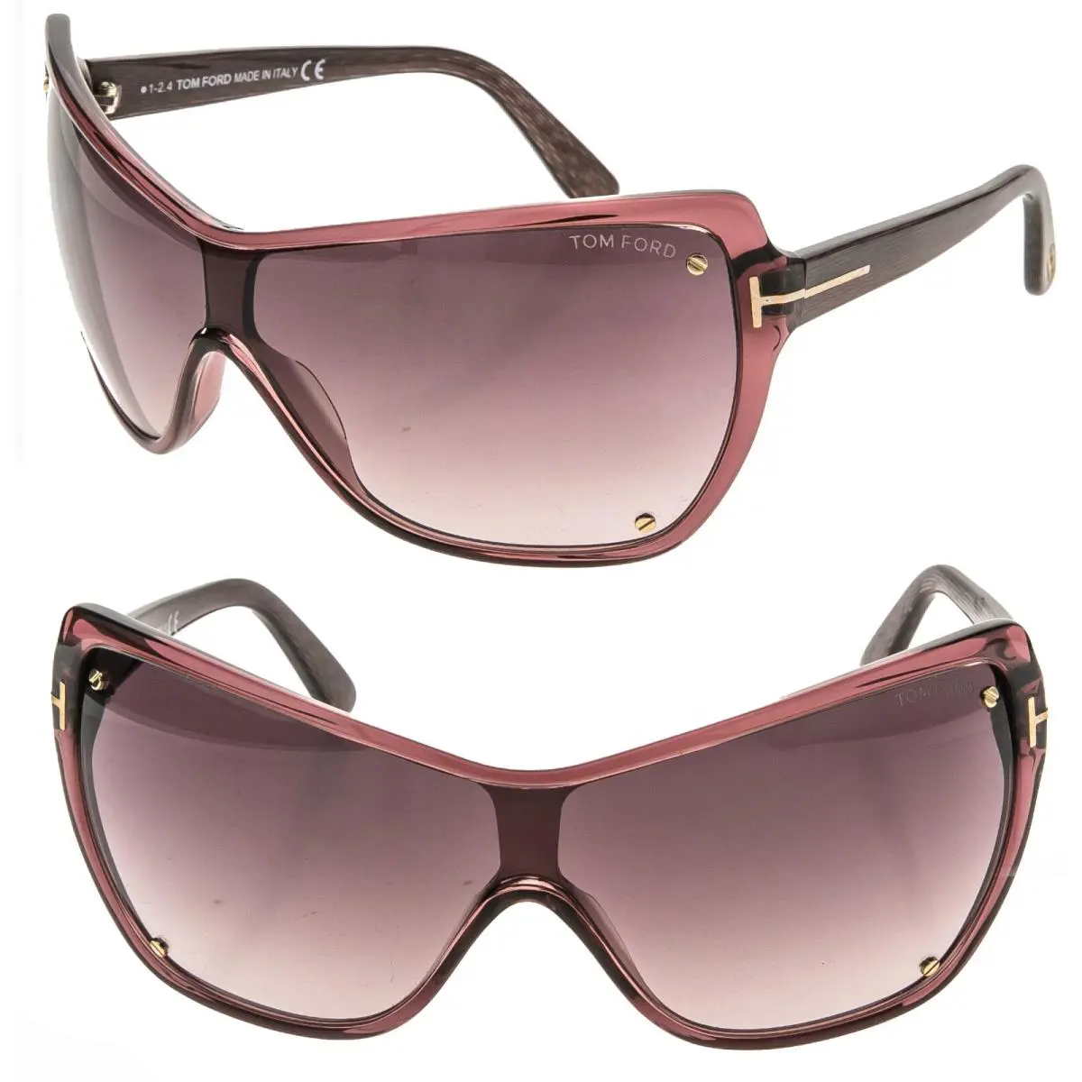 Tom Ford TF363 Ekaterina 71Z Red Wine Screw Visor Mask Sunglasses 363