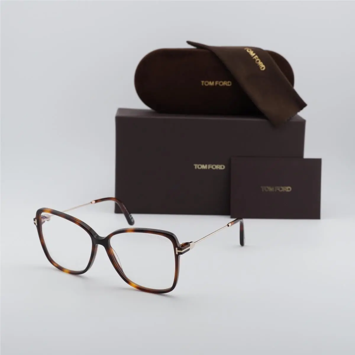Tom Ford FT5953-B 053 Blonde Havana/clear Blue Light Block 55mm Eyeglasses