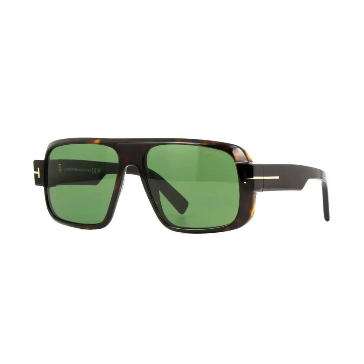Tom Ford Turner FT 1101 Dark Havana/green 52N Sunglasses - Frame: Dark Havana, Lens: Green