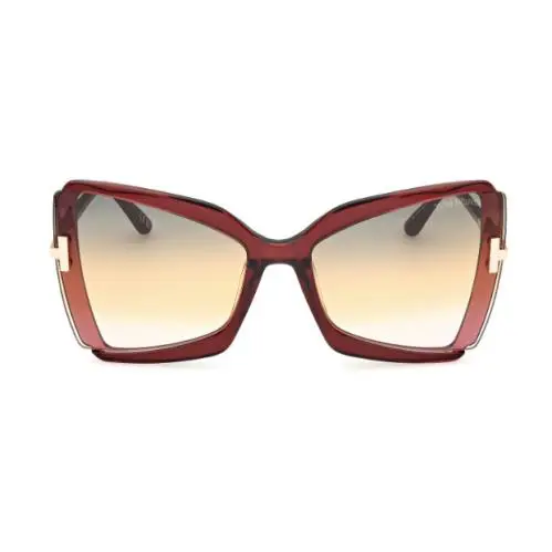 Tom Ford FT0766 Gia 69T Shiny Bordeaux-gold/gray to Brown Gradient Sunglasses - Frame: Shiny Bordeaux-Gold, Lens: Gray/Brown