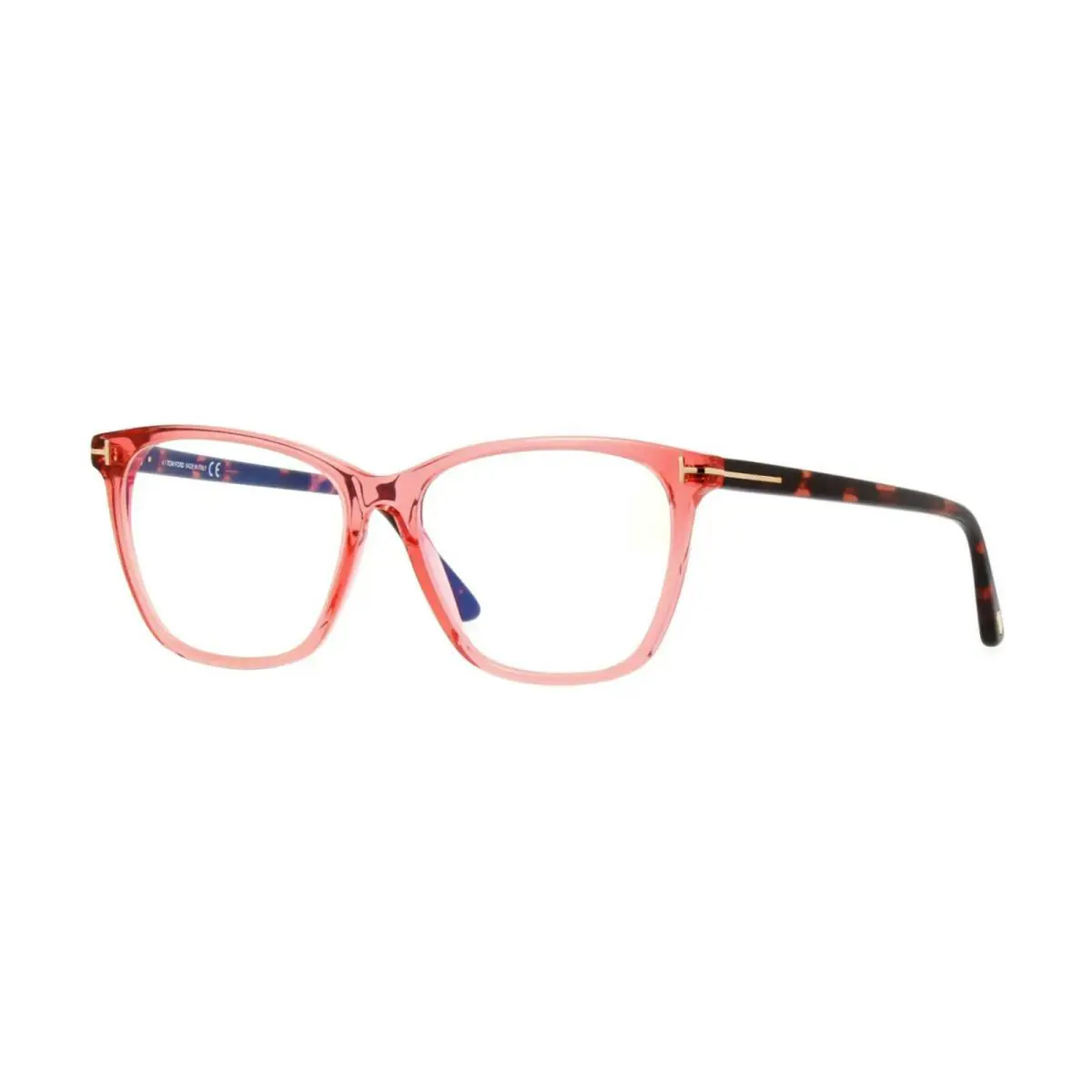 Tom Ford FT 5762-B Blue Block Shiny Pink Crystal and Havana 074 Eyeglasses