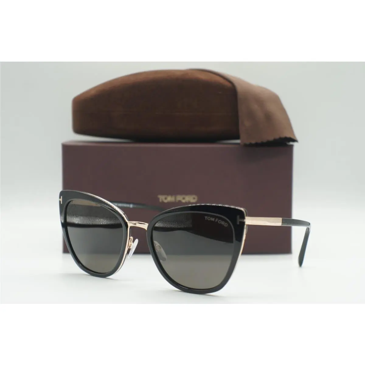 Tom Ford TF 717 01A Black Gold Cat Eye Sunglasses Frames 57-20