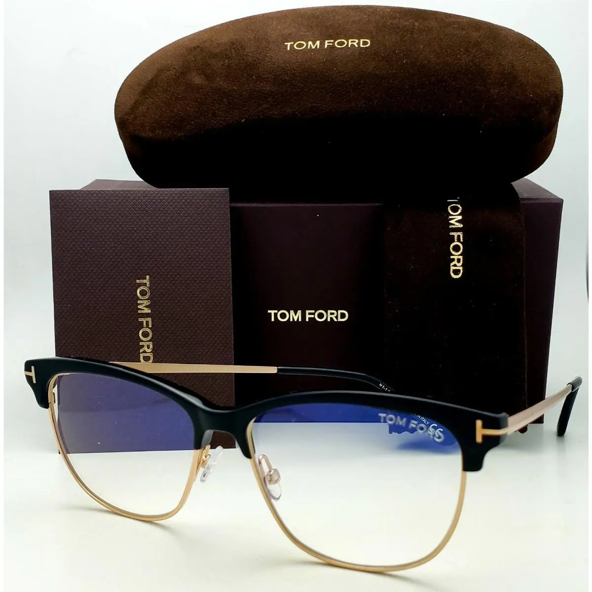 Tom Ford Blue Blocking Cat-eye Eyeglasses TF 5546-B 001 52-14 Black Frames
