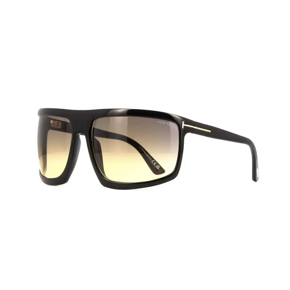 Clint FT 1066 Shiny Black/brown Shaded 01B Sunglasses by Tom Ford