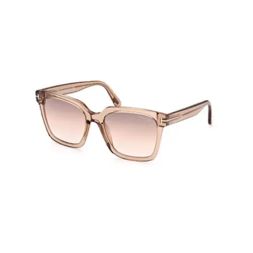 Tom Ford Selby FT0952 45 Shiny Light Brown/brown Mirrored Women`s Sunglasses - Frame: Shiny Light Brown, Lens: Brown