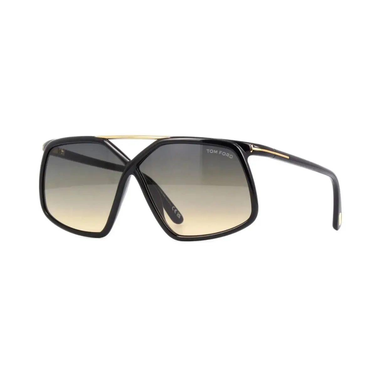 Tom Ford Meryl FT 1038 Shiny Black/smoke To Brown Shaded 01B Sunglasses - Frame: Shiny Black, Lens: Smoke To Brown Shaded