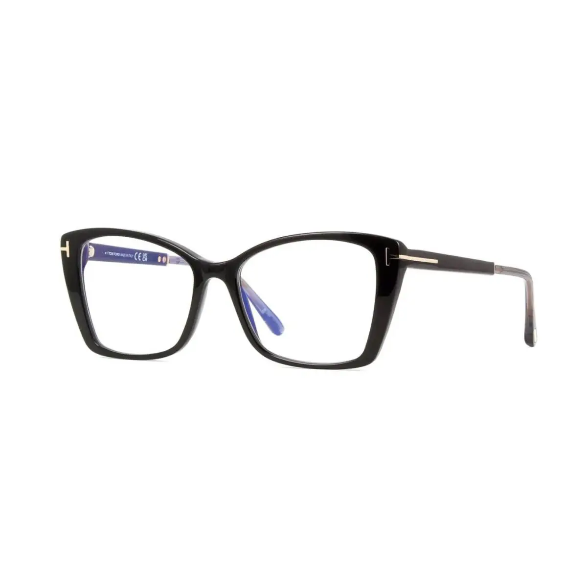 Tom Ford FT5893-B Blue Block Shiny Black with Grey Crystal 001 Eyeglasses