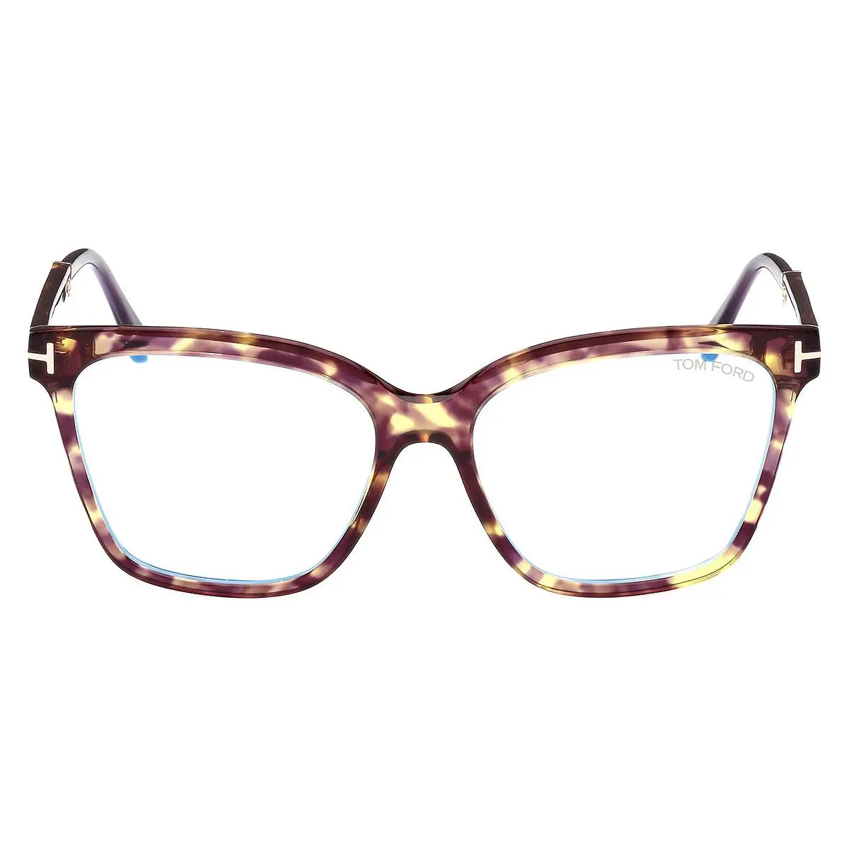 Tom Ford FT5892-B Violet Yellow Havana/shiny Rose Gold/t Logo / Blue Block