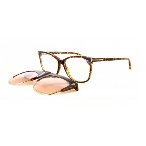Tom Ford FT 5690-B 056 Leopard Havana Sunglasses Grey Clip on 55 MM TF 5690B