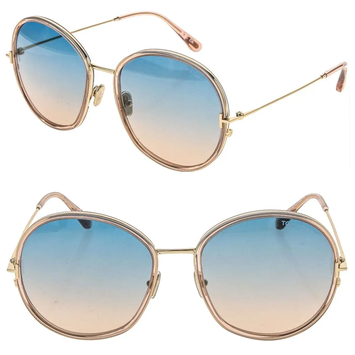 Tom Ford Hunter 02 TF0946 72W Pink Blue Round Metal Sunglasses 946