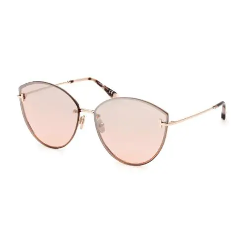 Tom Ford Evangeline FT1106 28U Rose Gold Bordeaux Mirror 63mm Women Sunglasses - Frame: Shiny Rose Gold, Lens: Bordeaux Mirror
