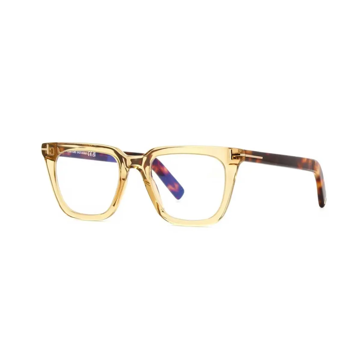 Tom Ford FT5963-B Beige Crystal and Dark Havana 045 Eyeglasses - Frame: Beige Crystal And Dark Havana