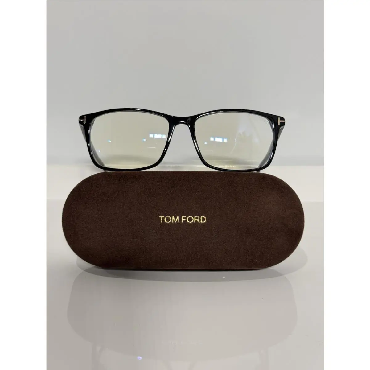 Tom Ford 5758B 001 Shiny Black Rectangle Unisex Eyeglasses 54mm