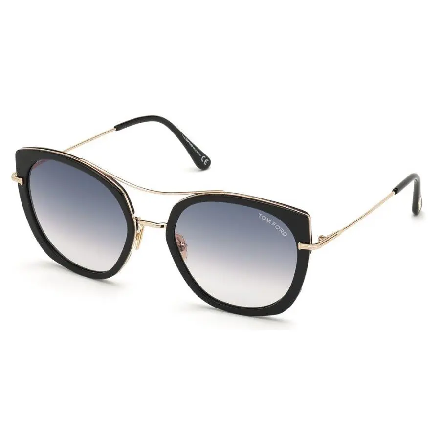 Tom Ford Joey Gradient Smoke Cat Eye Ladies Black/gold Sunglasses FT0760-F 01B58
