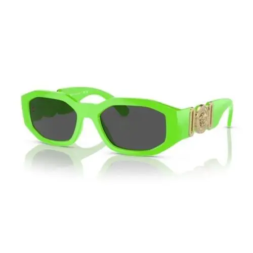 Versace VE4361 5319/87 Green Fluo Plastic Geometric Biggie Sunglasses Grey Lens