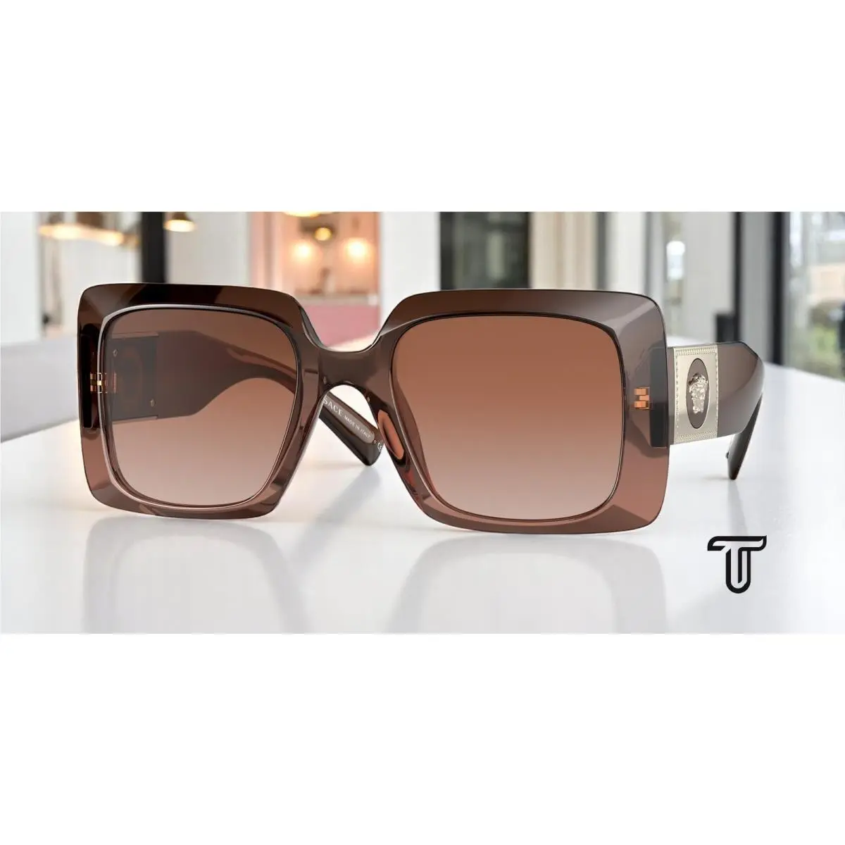 VE4405 533213 Transp Brown Grad Brown Grad 54 mm Women`s Sunglasses by Versace