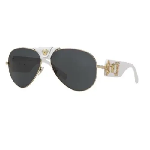 Versace 0VE2150Q 1341/87 Medusa Aviator Sunglasses White/grey