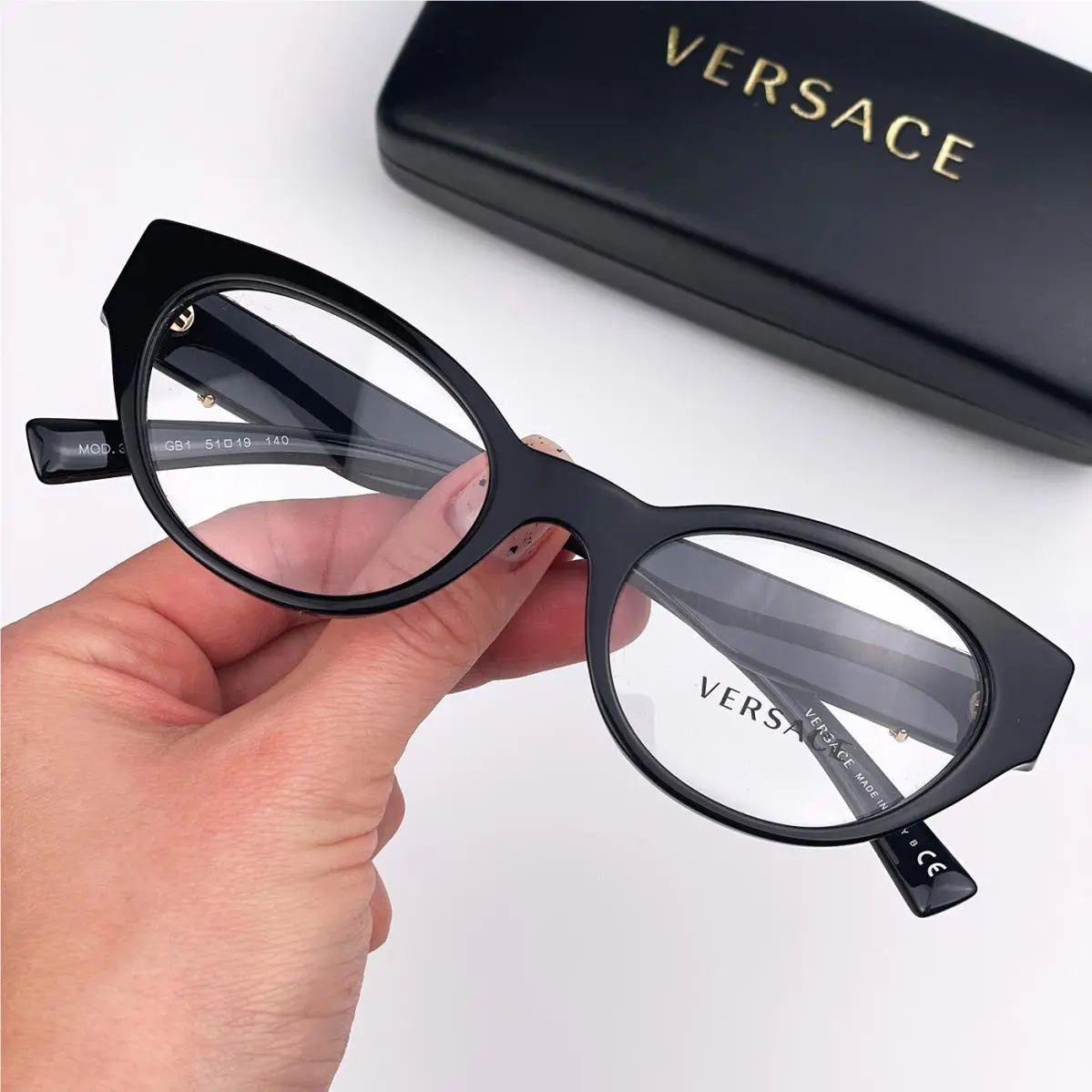 Versace Women Eyeglasses Black Demo Cat Eye VE3282 GB1