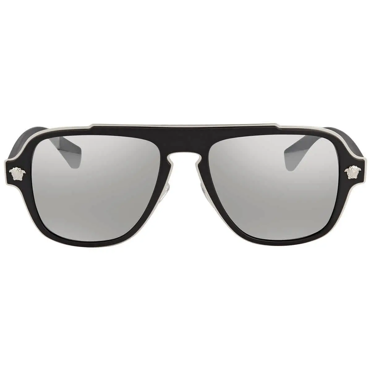 Versace Light Grey Silver Mirror Navigator Unisex Sunglasses VE2199 10006G 56