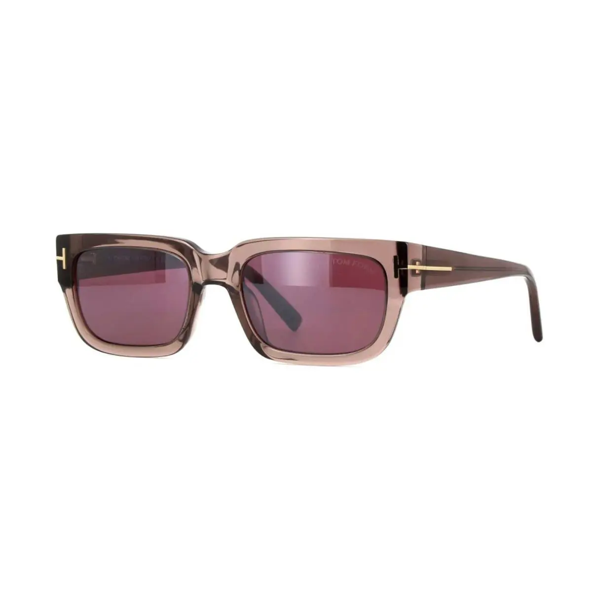 Tom Ford Ezra FT 1075 Brown Crystal/bordeaux Mirrored 45U Sunglasses - Frame: Brown Crystal, Lens: Bordeaux Mirrored