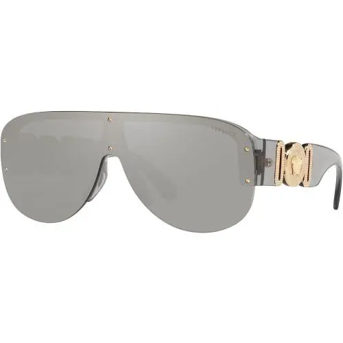 Versace VE 4391 311/6G Transparent Grey Plastic Shield Sunglasses Grey