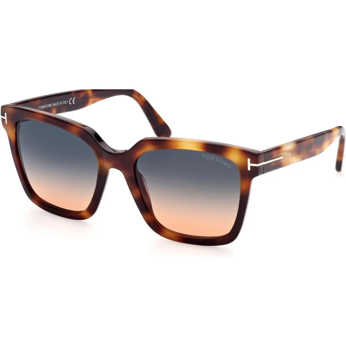 Tom Ford FT 0952 Selby 53P Med Blonde Havana Blue/orange Grad Female Sunglasses - Frame: Shiny Medium Blonde Havana, Lens: Blue-To-Orange