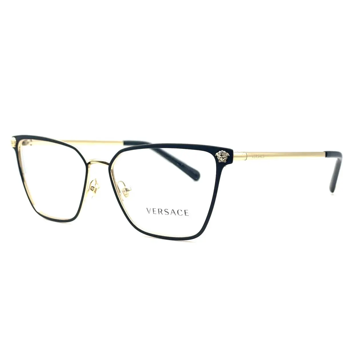 VE1275 1433 Matte Black Gold Cat-eye Women`s Eyeglasses by Versace