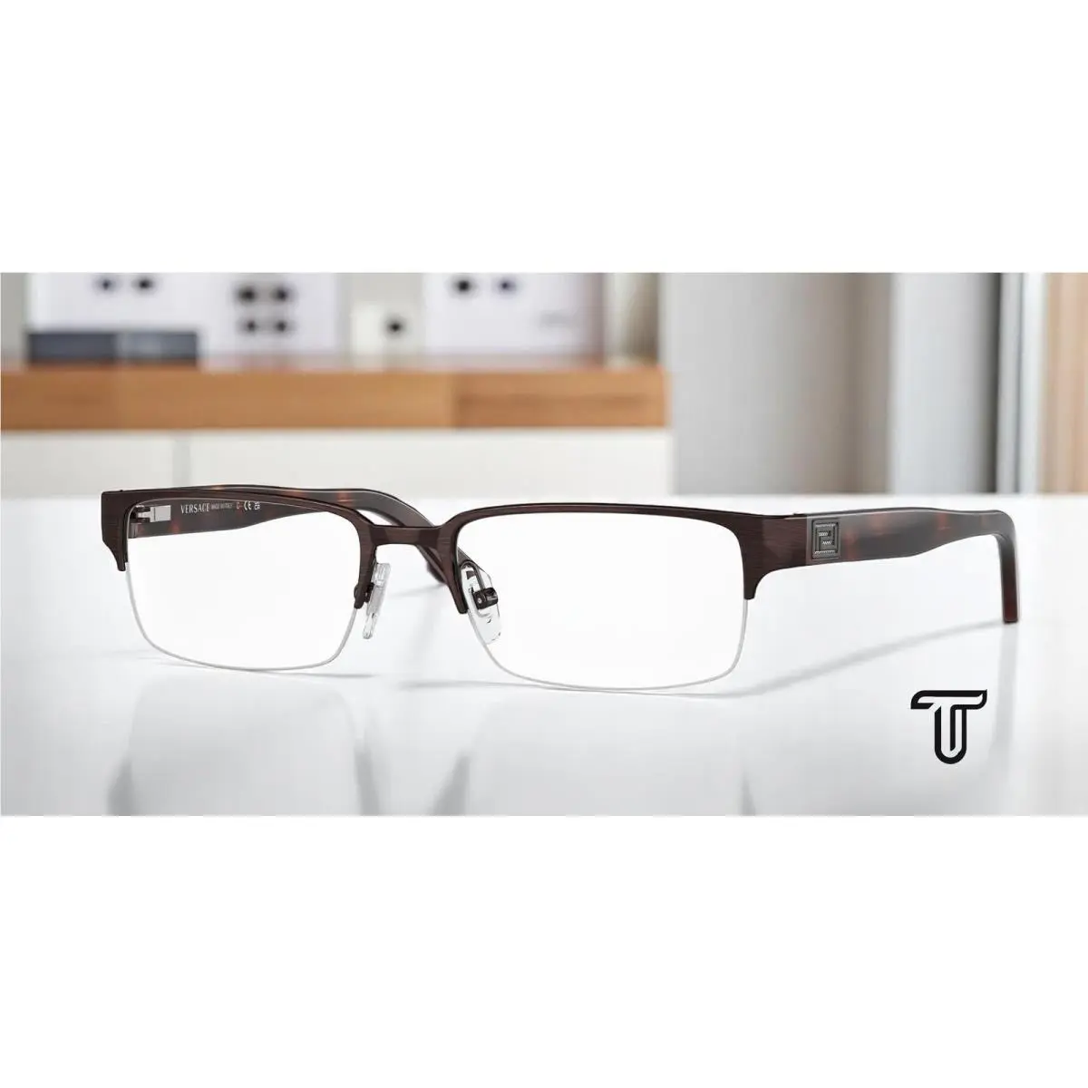 Versace VE1184 1269 Brushed Brown Demo Lens 53 mm Men`s Eyeglasses