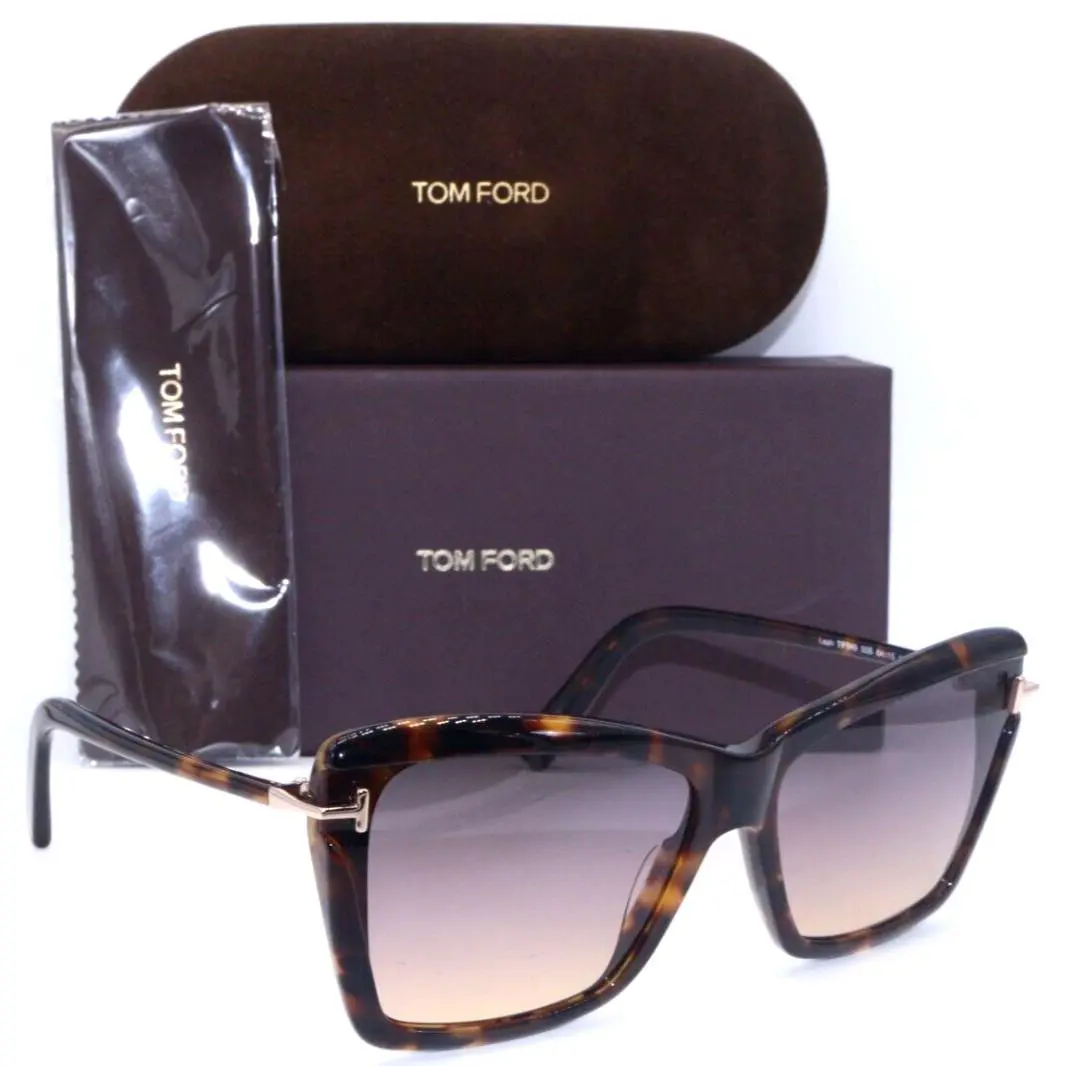 Tom Ford Leah TF 849 55B Havana W/pink Gradient Lens Sunglasses 64-15