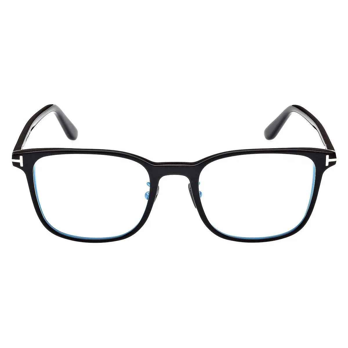 Tom Ford FT5925-D-B Eyeglasses Shiny Black/gunmetal/t Logo / Blue Block