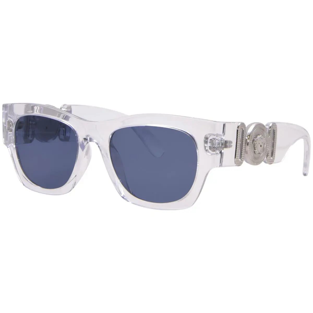 Versace VE4479U 148/80 Sunglasses Men`s Crystal/blue Lenses Pillow Shape 52mm