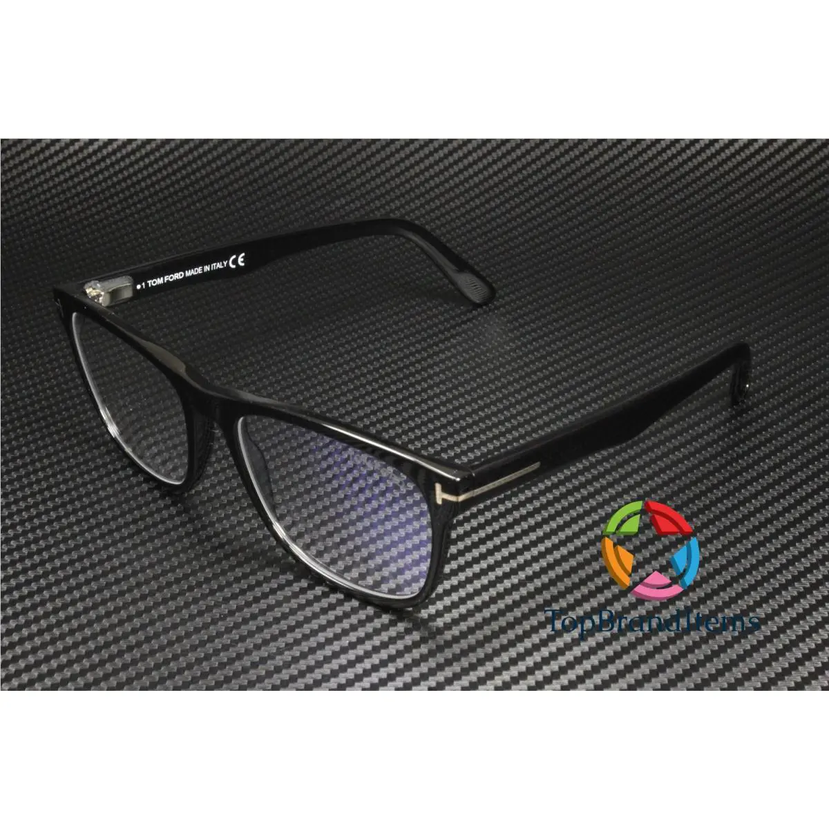 Tom Ford FT5662 B 001 Shiny Black Plastic Blue Filter 54 mm Men`s Eyeglasses