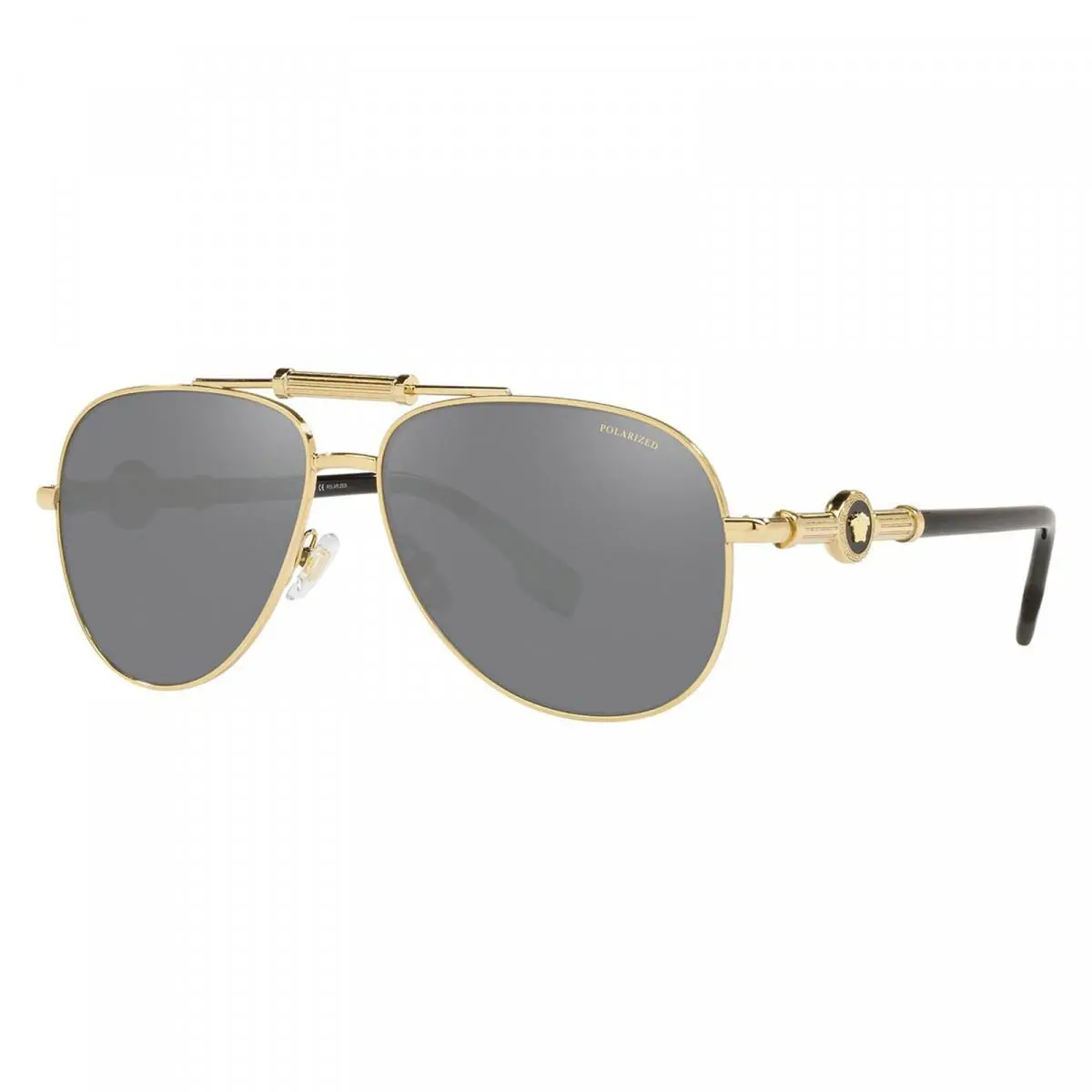 Men Sunglasses Gold Silver Mirror Polarized Pilot VE2236 1002Z3 by Versace