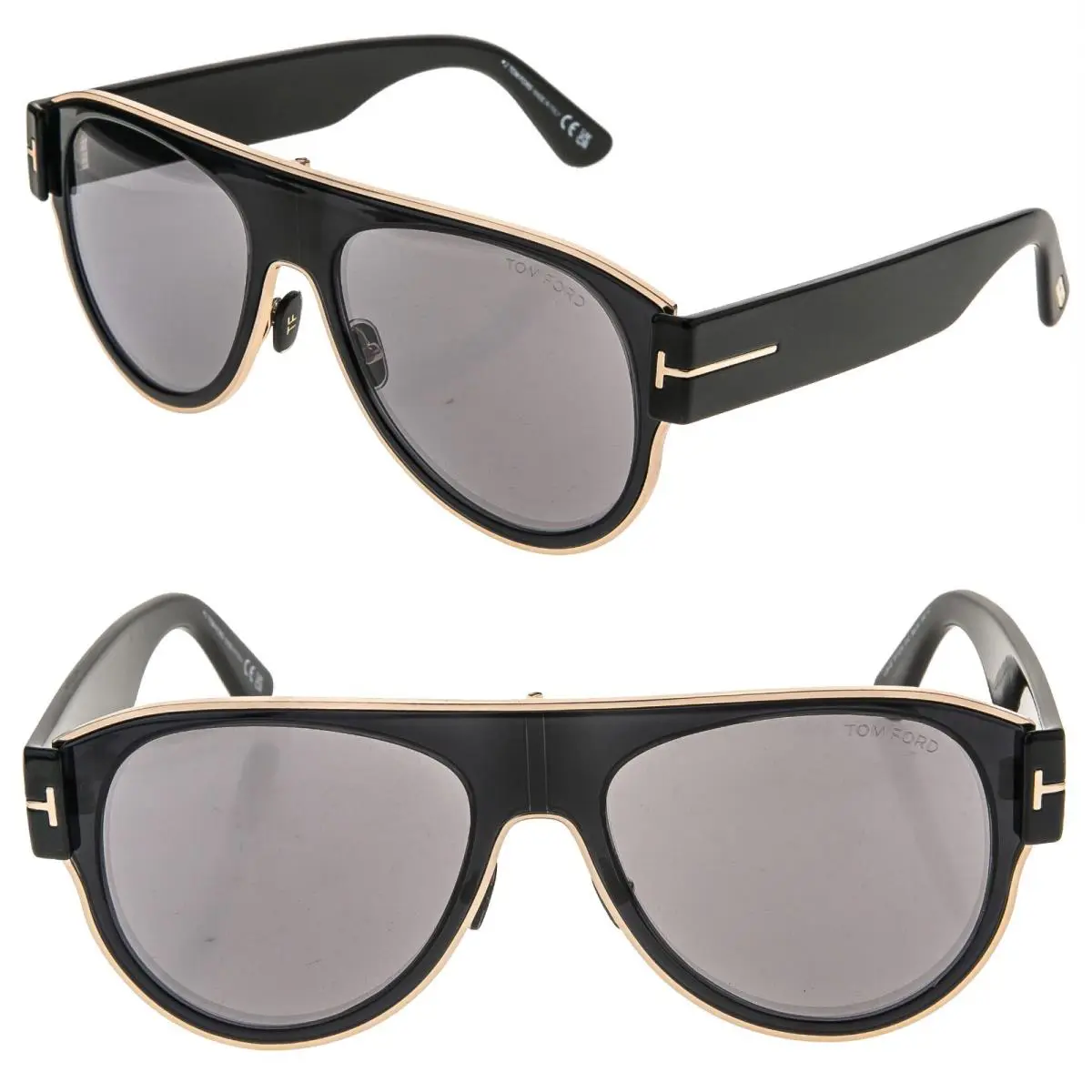 Tom Ford Lyle 02 TF1074 01C Black Silver Mirror Aviator Sunglass 1074