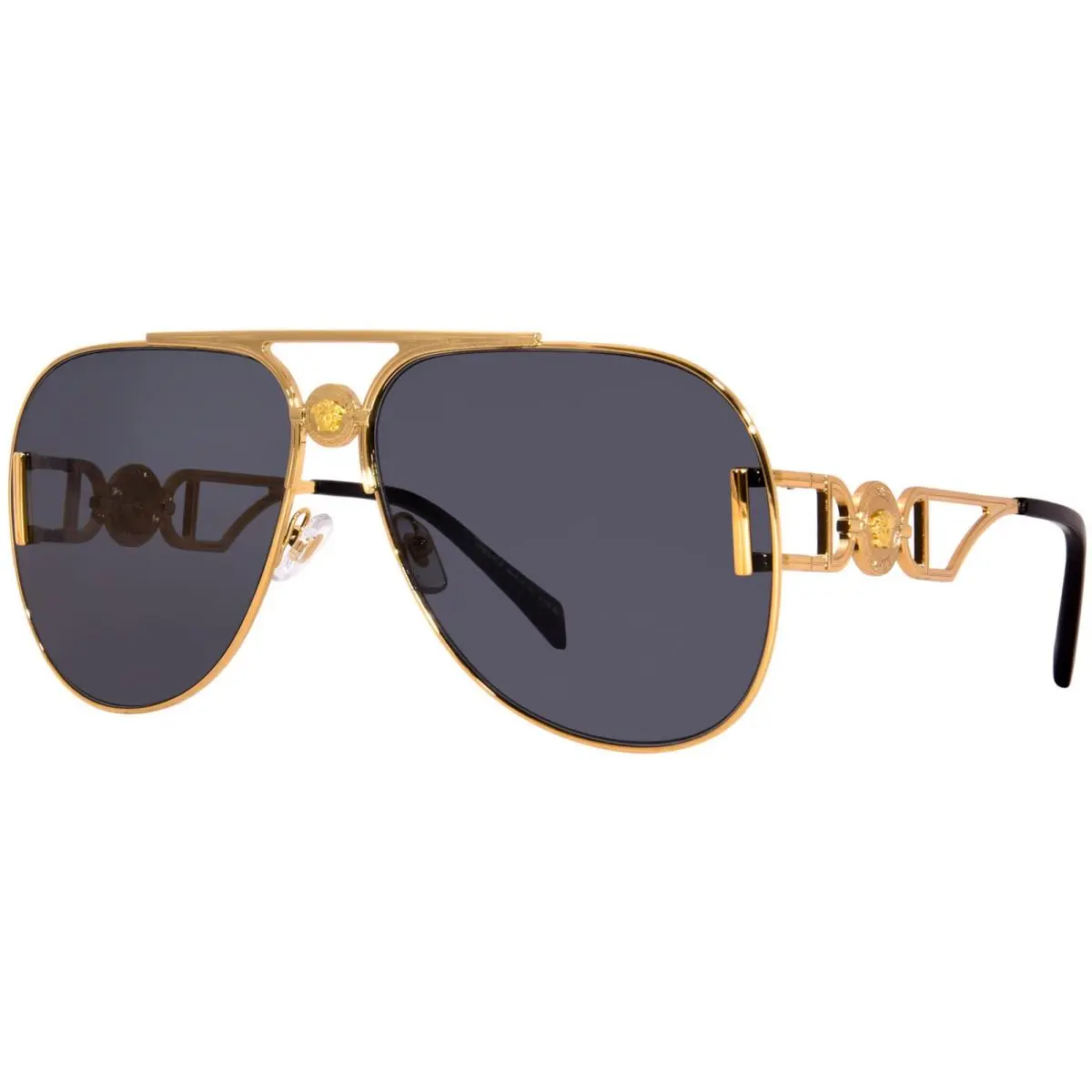 Versace VE2255 1002/87 Sunglasses Gold Medusa/dark Grey Lenses Pilot Style 63mm - Frame: Gold, Lens: Gray