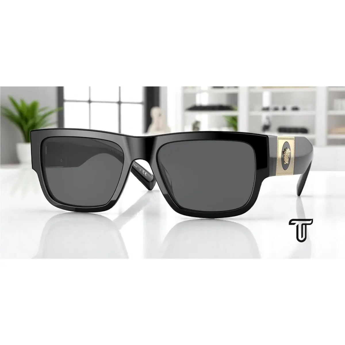 Versace VE4406 GB1 87 Black Dark Grey 56 mm Men`s Sunglasses